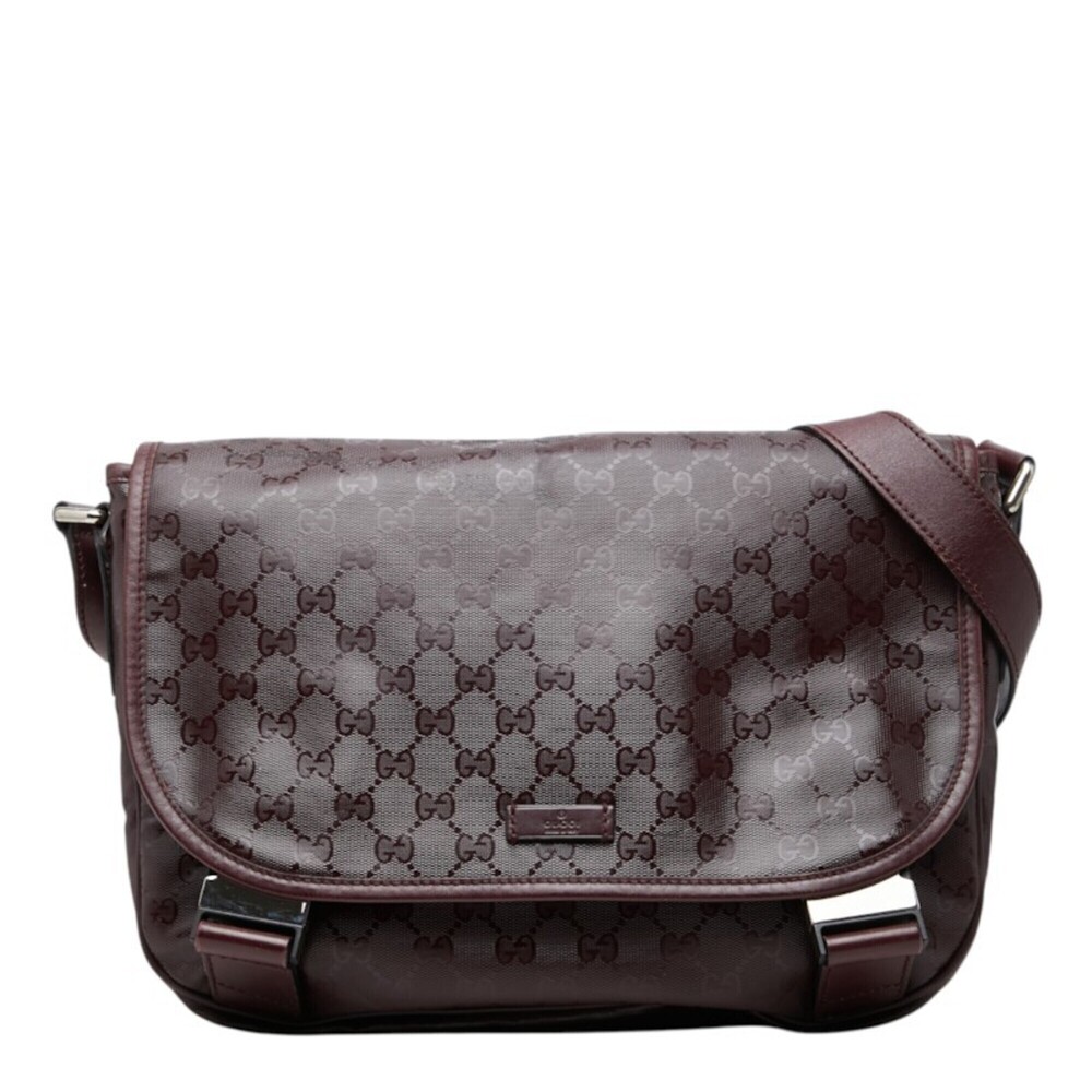 Gucci GG Imprime Crossbody Shoulder Bag Messenger 201732 Wine Red Leather Wom...